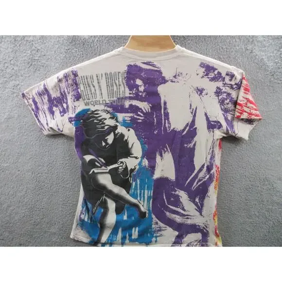 Vintage GUNS & ROSES Use Your Illusion World Tour AOP Brockum T-shirt XL or 2XL?